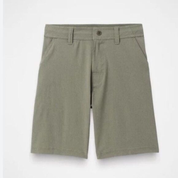 Prana Hybridizer Sage Green Rip Stop Flat Front Active Shorts Sz 34 X 10 - Picture 1 of 16